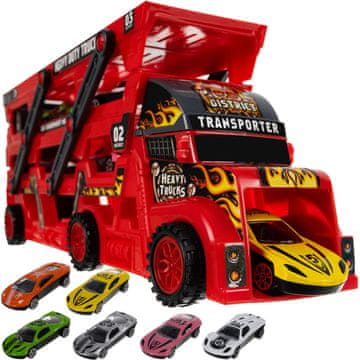 Kruzzel Komplet kamiona sa 6 automobila od 30 cm + platforma za lansiranje