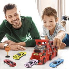 Kruzzel Komplet kamiona sa 6 automobila od 30 cm + platforma za lansiranje
