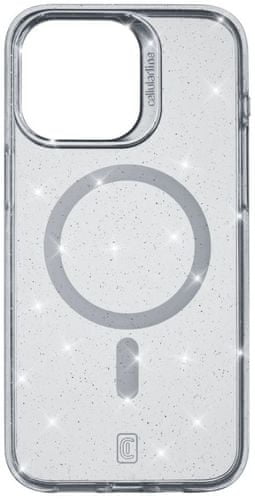 Stražnja zaštitna maskica Cellularline Sparkle Mag ​​s podrškom za Magsafe za Apple iPhone 15 Pro Max prozirna Sparkle Finish (SPARKMAGIPH15PRMT)
