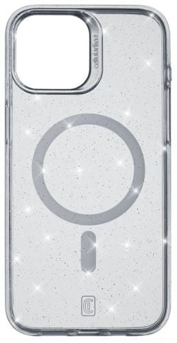 Zaštitna maskica Cellularline Sparkle Mag s podrškom za Magsafe za Apple iPhone 15 prozirna Sparkle Finish SPARKMAGIPH15T
