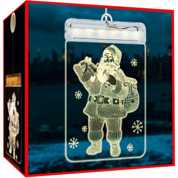 Malatec Gravirani 3D pleksiglas LED toplo bijeli Djed Božićnjak 17 cm