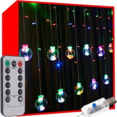 Malatec Božićna svjetla svjetlosna zavjesa 108 LED RGB 8 funkcija USB kuglice
