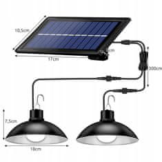 Malatec 2x solarno viseće 80W LED svjetiljke hladno bijelo 3600mAh IP44