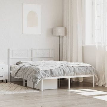 Vidaxl Metalni okvir kreveta s uzglavljem bijeli 140x190 cm