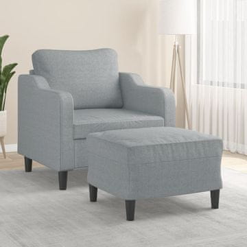 Vidaxl Fotelja s podnožjem, svijetlosiva, 60 cm, presvučena tkaninom