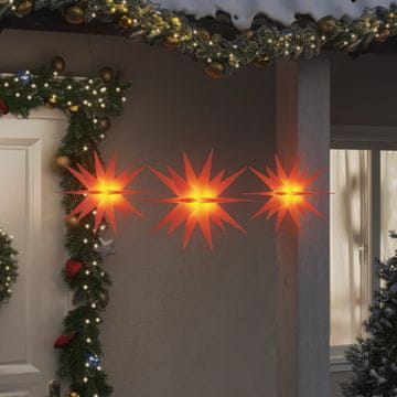 Vidaxl LED svjetlosne dekoracije, 3 kom., sklopive, crvene