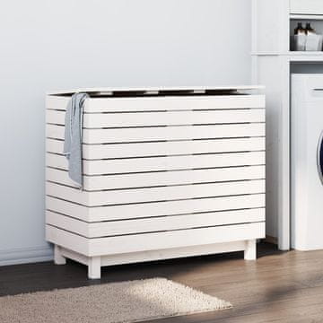 Vidaxl Košara za rublje bijela 88,5 x 44 x 76 cm masivni borov drvo