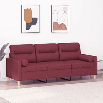 Vidaxl Trosjed s jastucima, vinsko crvena, 180 cm, tkanina