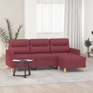 Vidaxl Trosjed s podnožjem, vinsko crvena 180 cm, tkanina