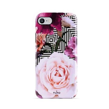 Puro Glam Geo Flowers - Maska za iPhone SE (2022 / 2020) / 8 / 7 / 6s (Ružičasti božuri)