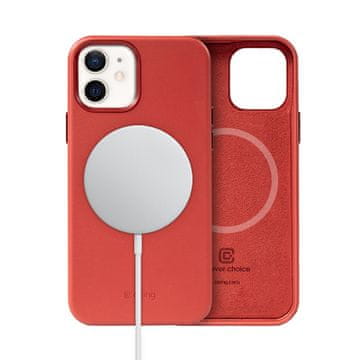 Crong Essential Cover Magnetic - Kožna maskica MagSafe za iPhone 12 / iPhone 12 Pro (crvena)