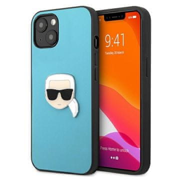 Karl Lagerfeld PU koža Karlova glava metalna futrola - iPhone 13 mini (plava)