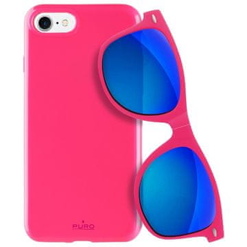 Puro Sunny Kit - Set futrola za iPhone SE (2022 / 2020) / 8 / 7 + sklopive sunčane naočale (roze)