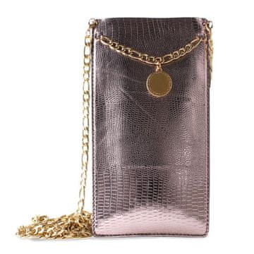 Puro GLAM Chain - Univerzalna futrola za pametni telefon s 2 utora za kartice sa zlatnim lancem XL (smeđa)