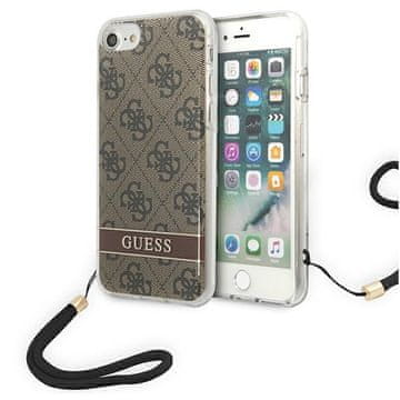Guess 4G Print Cord - Futrola s vrpcom za iPhone SE 2022 /SE 2020 / 8 / 7 (Smeđa)