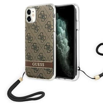 Guess Guess maska za iPhone 11, smeđa, 4G Print Strap