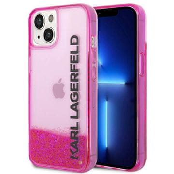 Karl Lagerfeld Liquid Glitter Translucent Elonged Logo Case - Case za iPhone 14 Plus (Roza)