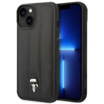Karl Lagerfeld prošivena pufnasta Ikonik značka - maskica za iPhone 14 Plus (crna)