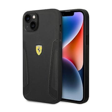 Ferrari kožna maska za iPhone 14 Plus s pečatima - crna