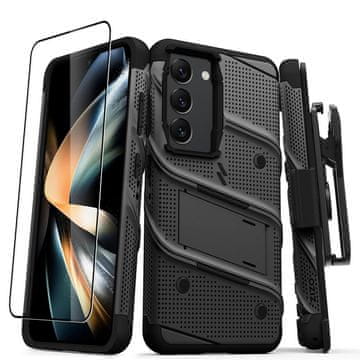ZIZO BOLT serija - Oklopna maska za Samsung Galaxy S23 s 9H staklom za ekran + držač sa stalkom (crna)