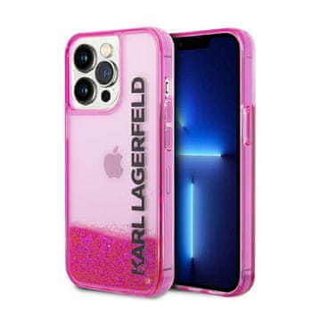 Karl Lagerfeld Liquid Glitter Translucent Elonged Logo Case - Case za iPhone 14 Pro Max (Roza)