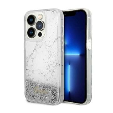 Guess Liquid Glitter Marble maska za iPhone 14 Pro Max (bijela)