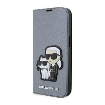 Karl Lagerfeld Booktype NFT Saffiano Karl & Choupette - maskica za iPhone 14 Pro (srebrna)