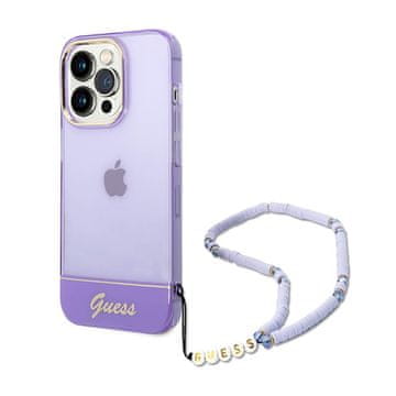Guess prozirni biserni remen - maskica za iPhone 14 Pro (ljubičasta)