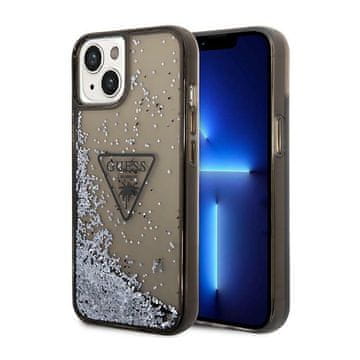 Guess maskica s tekućim glitter trokutastim logom - maskica za iPhone 14 Plus (crna)