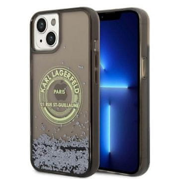 Karl Lagerfeld Liquid Glitter Okrugla maskica s RSG logom - maskica za iPhone 14 Plus (crna)