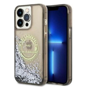 Karl Lagerfeld Liquid Glitter Okrugla maskica s RSG logom - maskica za iPhone 14 Pro Max (crna)