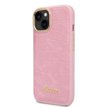 Guess Croco kolekcija - maskica za iPhone 14 Plus (roza)
