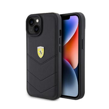 Ferrari Prošiveni metalni logotip ja - maskica za iPhone 15 (crna)