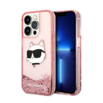 Karl Lagerfeld Liquid Glitter NFT Choupette Head - maskica za iPhone 14 Pro (roza)