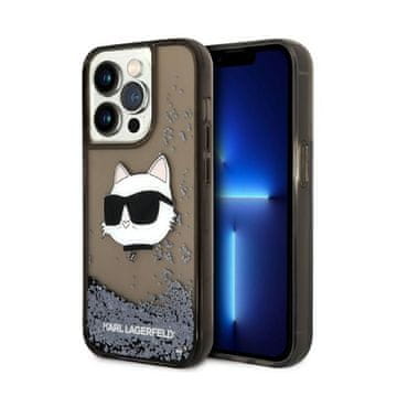 Karl Lagerfeld Liquid Glitter NFT Choupette Head - maskica za iPhone 14 Pro (crna)