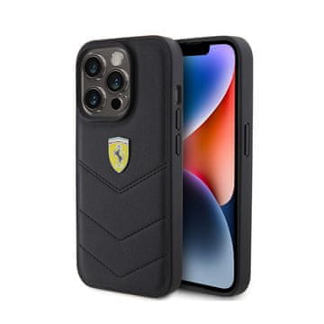 Ferrari Prošiveni metalni logotip ja - maskica za iPhone 15 Pro (crna)