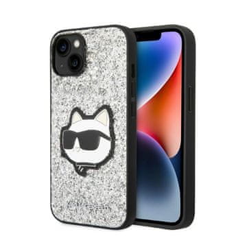 Karl Lagerfeld NFT Glitter Choupette Patch - maskica za iPhone 14 (srebrna)