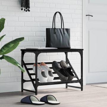 Vidaxl Stalak za cipele, crni, 60x30x45 cm, materijal na bazi drveta