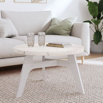 Vidaxl Okrugla ploča stola bijela Ø70x3 cm masivno borovo drvo