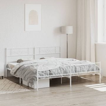 Vidaxl Metalni okvir kreveta s uzglavljem i podnožjem bijeli 193x203 cm
