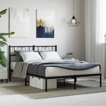 Vidaxl Metalni okvir kreveta s uzglavljem crni 120x200 cm