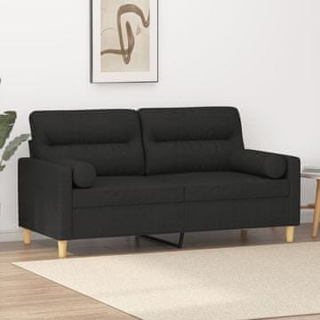 Vidaxl Dvosjed s jastucima, crna, 140 cm, tkanina