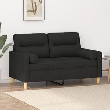 Vidaxl Dvosjed s jastucima, crna, 120 cm, tkanina