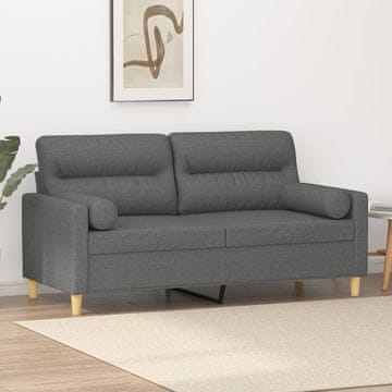 Vidaxl Dvosjed s jastucima, tamno siva, 140 cm, tkanina