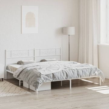 Vidaxl Metalni okvir kreveta s uzglavljem bijeli 193x203 cm