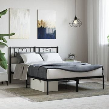 Vidaxl Metalni okvir kreveta s uzglavljem crni 120x190 cm