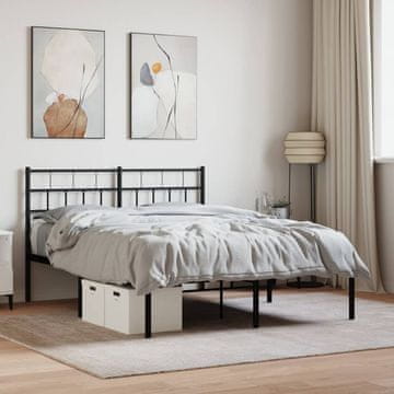 Vidaxl Metalni okvir kreveta s uzglavljem crni 150x200 cm