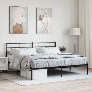 Vidaxl Metalni okvir kreveta s uzglavljem crni 193x203 cm