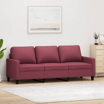 Vidaxl Trosjed, vinsko crvena, 180 cm, presvlaka od tkanine