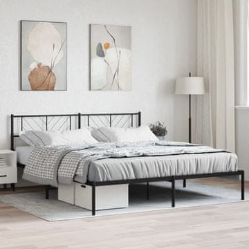 Vidaxl Metalni okvir kreveta s uzglavljem crni 180x200 cm